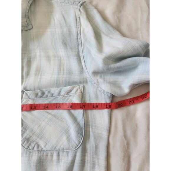 Cloth & Stone Anthropologie Blue Plaid Shirt Dress with Belt Size S - Picture 4 of 13